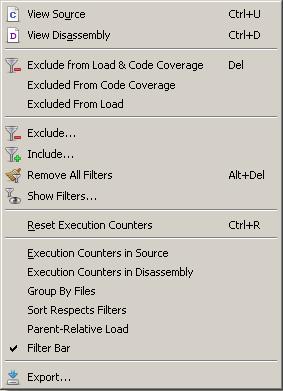 76 CHAPTER 4 Debug Information Windows 4.4.6 Context Menu The context menu of the Code Profile Window provides the following actions: View Source Displays the selected item within the Source Viewer (see Source Viewer on page 64).