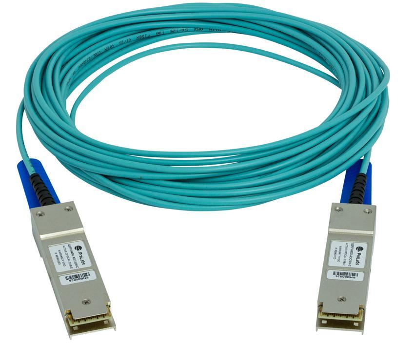 QSFP+ Active Optical Cables 40G Active Optical Cables with hardwired QSFP+ for medium length interconnects QSFP+ AOC Application ProLabs Active Optical Cables are suitable for top of rack deployment