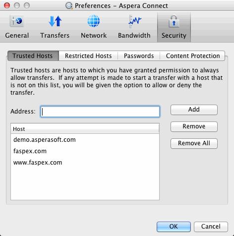 Setting up Connect 11 You have the option of saving your authentication credentials when you connect to a server, as well as removing them from the Passwords tab.