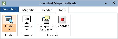 196 The Tools Toolbar Tab The Tools toolbar tab provides quick-action buttons for launching ZoomText's Tools features.