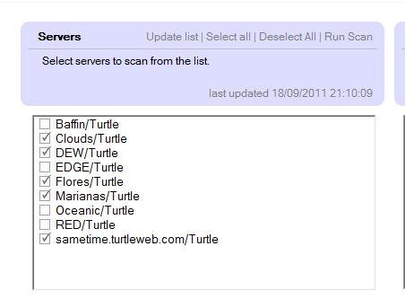 Running the tuner First select the servers in your current domain you want to run against The list of servers is