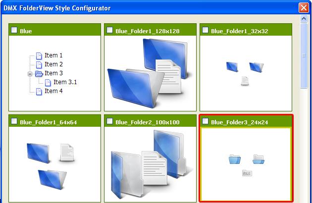 Select the Choose style template button. A popup appears, we ll select the Blue_Folder3_24x24 style.