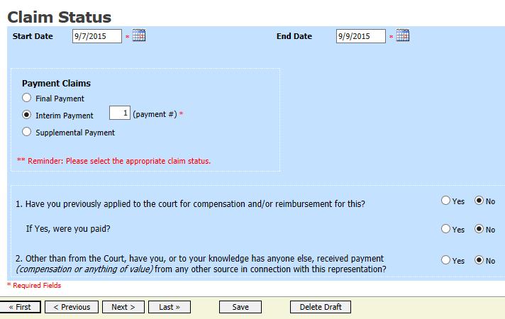 CJA evoucher District of Oregon Technical Attorney Manual Claim Status Once you begin entering data on the Services and/or Expenses tab, you may receive what looks like an error message: The message