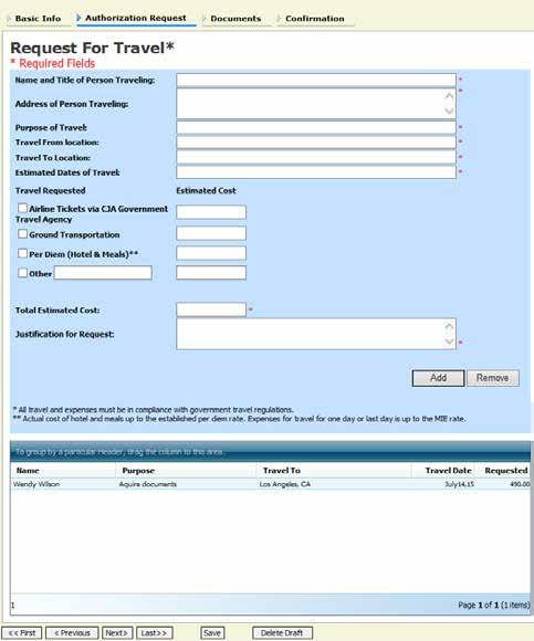 CJA evoucher District of Oregon Technical Attorney Manual 5 Creating a Travel Voucher (cont d) Fill out all