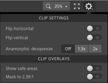 Editing clip settings Click the button to edit clip playback settings.