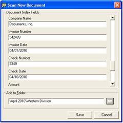 Chapter 6 - Global Searches 3. Enter the required document index field values. Scan New Document 4.