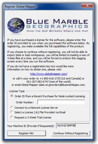 Installation and Registration Installing Global Mapper The current version of Global Mapper is freely downloadable from the following web page: www.bluemarblegeo.