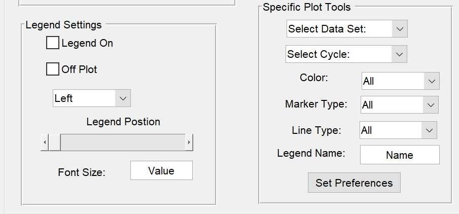 Figure 9: Leg Settings Specific Plot Tools Finally, you can deselect Marker Line and Plot Size which allows the user to change the size of the markers, size of lines and the overall size of