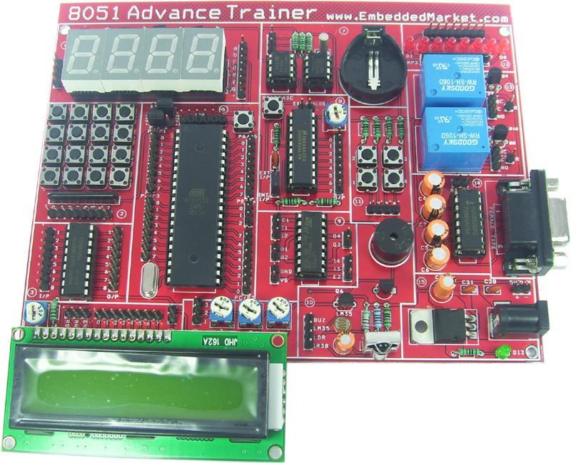 wwwembeddedmarketcom 0 Advance Trainer Hardware Details of 0 Advance Trainer Multiplexed Seven Segment LED Display IC based DS0 RTC and C EEPROM Eight LEDs Two Relays ADC PVRD