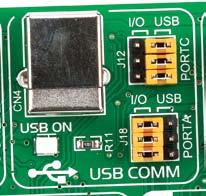 Enabling USB connection Depending on your target microcontroller, USB communication can be enabled on PORTA or PORTC.