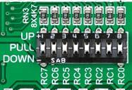 Tri-state pull-up/down DIP switches Figure 0-: I/O group contains PORT headers, tri-state pull up/down DIP switch, buttons and LEDs all in one place Tri-state DIP switches, like SW7 on Figure 0-, are