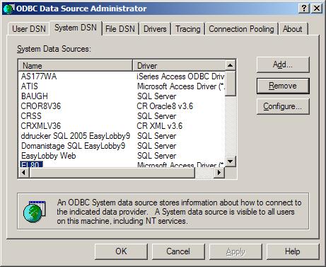 For 64-bit Operating Systems, in the instructions below you will need to run the 32-bit version of the Data Sources (ODBC) control panel application directly by using the Start Run command and