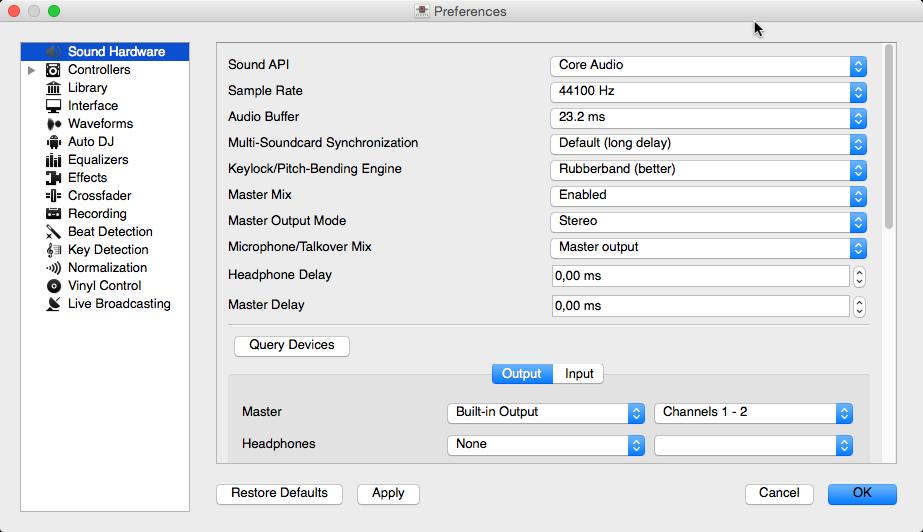 CHAPTER 13 Preferences Mixxx has many options to customize in Options Preferences. 13.1 Sound Hardware Fig.