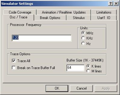 Trace Debugger>Settings 68 Another way to optimize code is to use the trace analyzer.