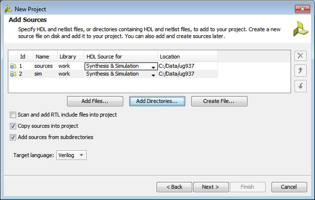 Step 1: Creating a New Project Figure 4: Add Sources 8. 9.