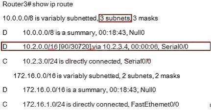 But in your real exam, if you don't see the line "10.0.0.0/8 is a summary,...null0" then you can summary using the network 10.2.0.0/16.