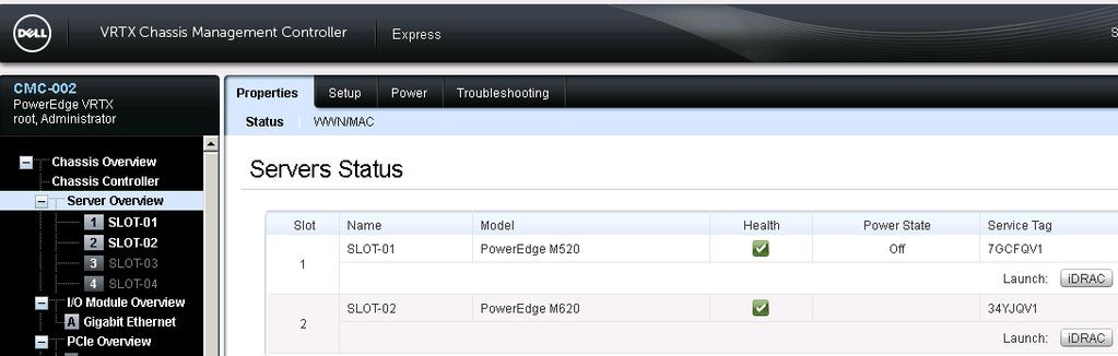 1.5 Initial Blade Server Status Figure 5 shows two M-Series blade servers. Note the Power state field.