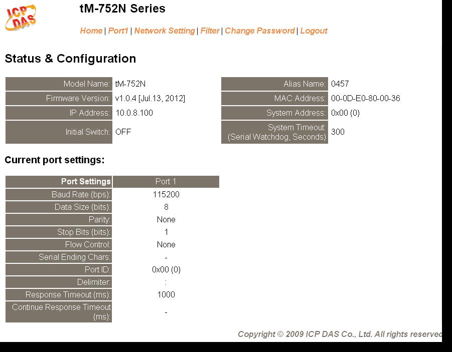 1.4 Web Server Web server enables configuration of the tm-752n via a standard web browser interface, e.g. Internet Explorer, Firefox or Mozilla, etc.