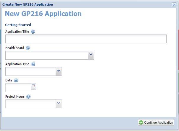 New Application: Getting Started When you click on the New Application link, the process of creating a new application is started. Initially, you are met with the following pop-out screen.