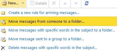 9.1.1 Move Messages from someone to a folder Steps: 1. Click Select people and use the Address Book to select the required sender. 2.