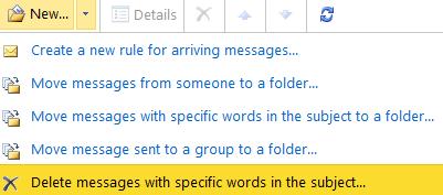 9.1.4 Delete messages that have specific words in the subject Steps: 1. Click Enter words and add words or phrases as required.