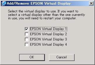 Using Multi-Screen Display 30 Procedure A Start Windows on the computer, then select "Start" - "Programs" (or "All Programs") - "EPSON Projector" - "Add/Remove Epson Virtual Display".