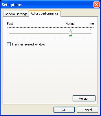 Using Set Options 48 Switch LAN Adjust Performance Tab Windows only The Switch Network Adapter dialog box is displayed.