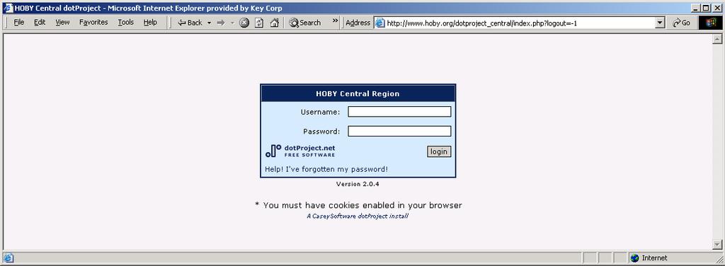 Then the login page for your region will appear.