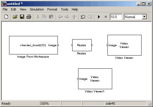 Resizing an Image 3 Create a new Simulink model, and add to it the blocks shown in the following table.