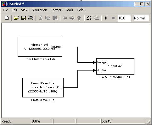Working with Multimedia Files 3 Use the From Multimedia File block to import a multimedia file into the model.