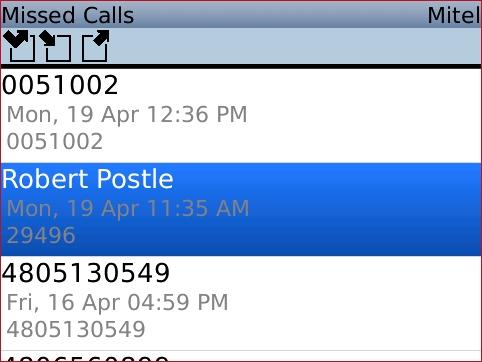 Call History Selecting Call History from the main screen allows you to view and return calls