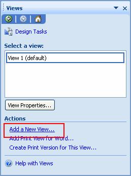 When the Views task pane appears, click the Add a New View option to create a new view of the form.