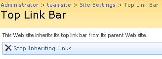 Click the Top link bar option to stop (or start) inheriting links from the parent site: The Quick Launch option lets you customize the Quick