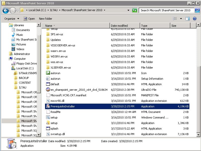 Run the Prerequisite Installer Open Windows Explorer and navigate to: