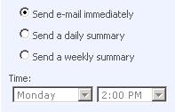 notification e mails, you can choose how frequently you want to