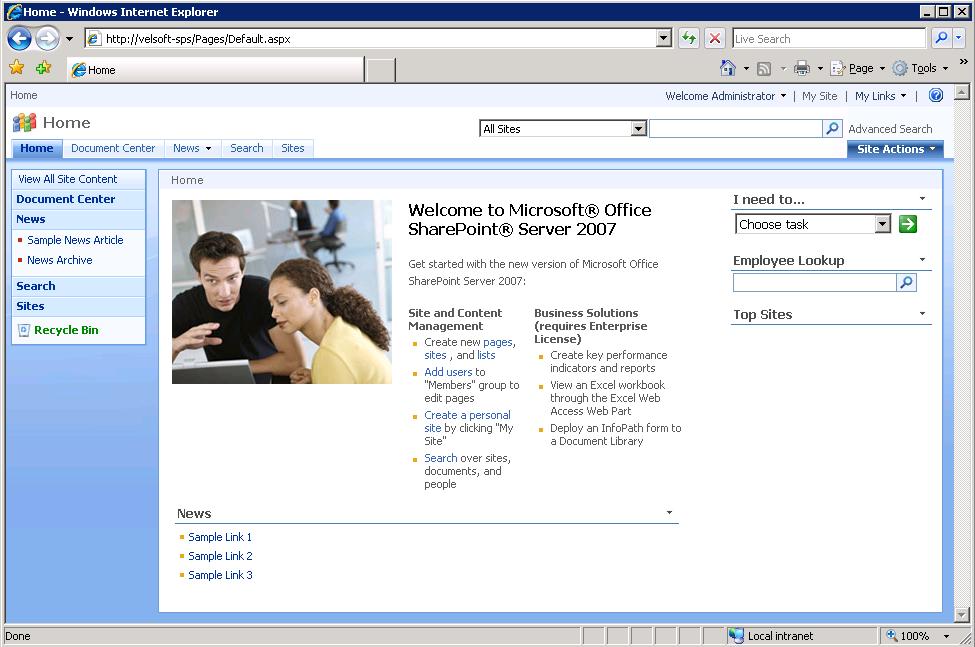 Opening a SharePoint Site You should see the home