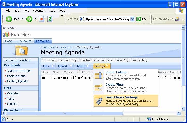 To add a choice column, open the Internet Explorer web browser and go to the SharePoint site that you are publishing to.