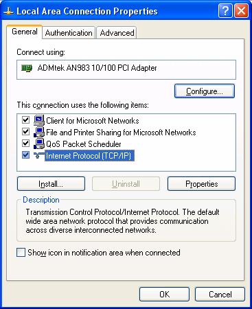 6) Move to [Control Panel>Network connections], and select Local area