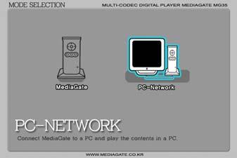 2) Use Networking Computer 1 [Mode Selection] Move to 'PC-Network' icon and press [ENTER] for playing networking computers files.