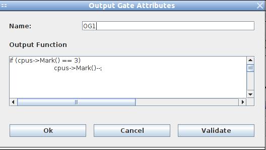 Output gates Specify the Output function.