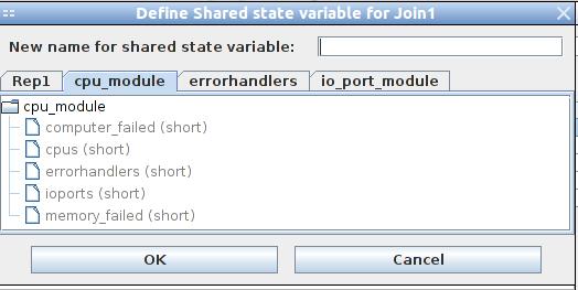 Join node (2) If places with different names must be shared: Click Create New Shared state variable.