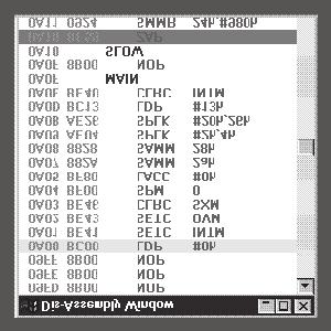 The C5x VDE uses the listing file to dis-assemble (contrary of assemble) machine code contained within the dsk file. The dis-assembled code is then displayed.