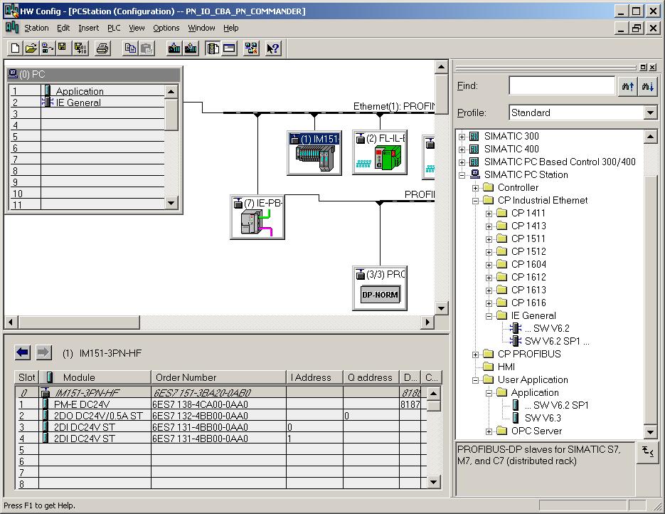 d) Select the PCStation and then double-click Configuration to bring up SIMATIC NCM PC Config (or STEP7 HW Config).
