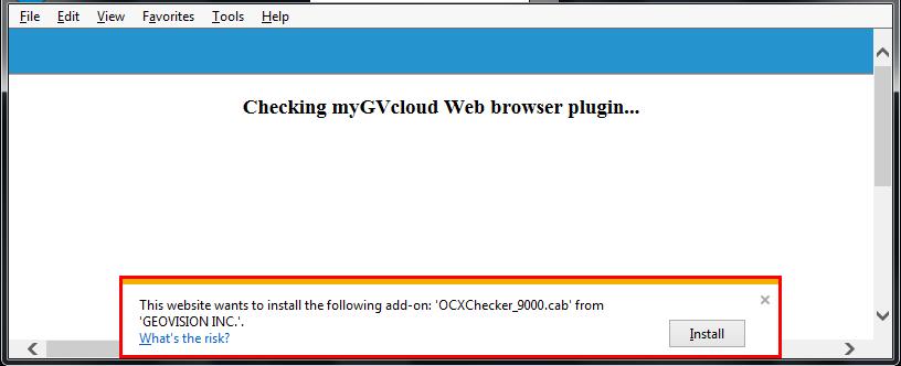 2. When logging in mygvcloud for the first time, you will be prompted to allow plugin installation.