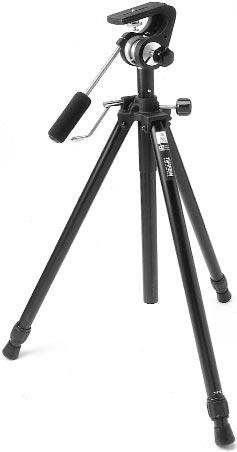 Challenger Tripod Perfect for 8mm through full-sized camcorders, field cameras, medium format, SLRs, telescopes Self-locking worm gear mechanism provides precise, smooth, no-drift elevation