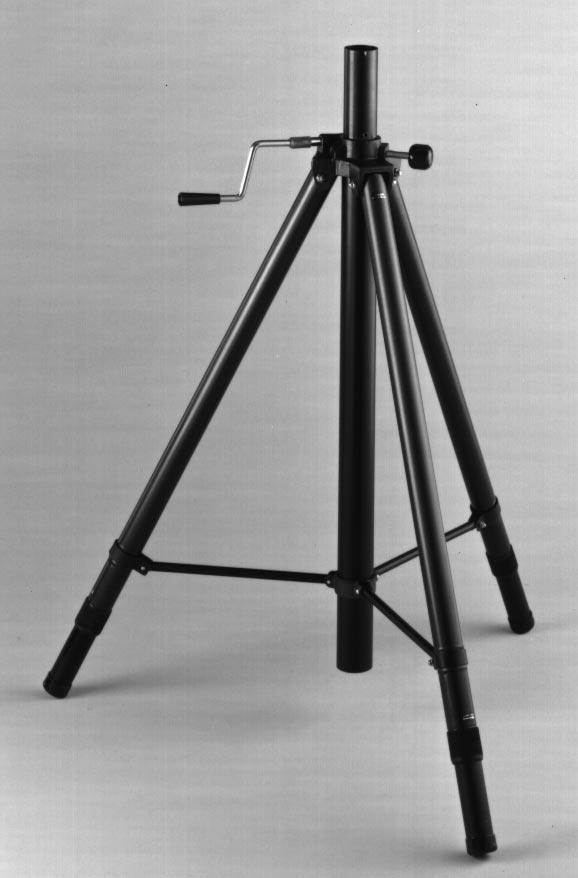 Mark II Tripod Perfect for studio, field, industrial, and telecine applications Wide leg spread with adjustable locking center brace for maximum stability Self-locking worm gear mechanism with
