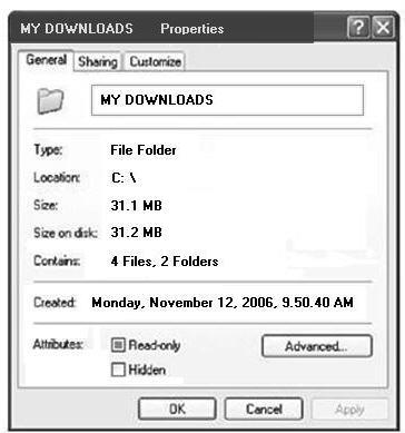 c) Below is a picture of the properties of a folder. Look carefully at the picture and fill in the information. i) What is the name of the folder?. The folder was created on.