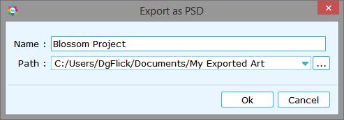 7.6. Exporting in PSD Format To save the project in a PSD format, click on PSD at the lower right-hand corner.