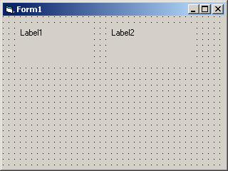 Visual Basic Form Configuration Click the Label button in the toolbox and draw two rectangles on the blank VB form that you created earlier. Your form should now look like the figure below.