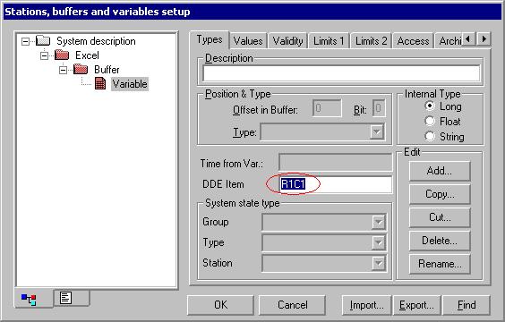 2. Items setup 1. Press button to open Aspic s configuration dialog (Stations, buffers and variables setup). 2. Select the Excel server in the New station combobox. 3.